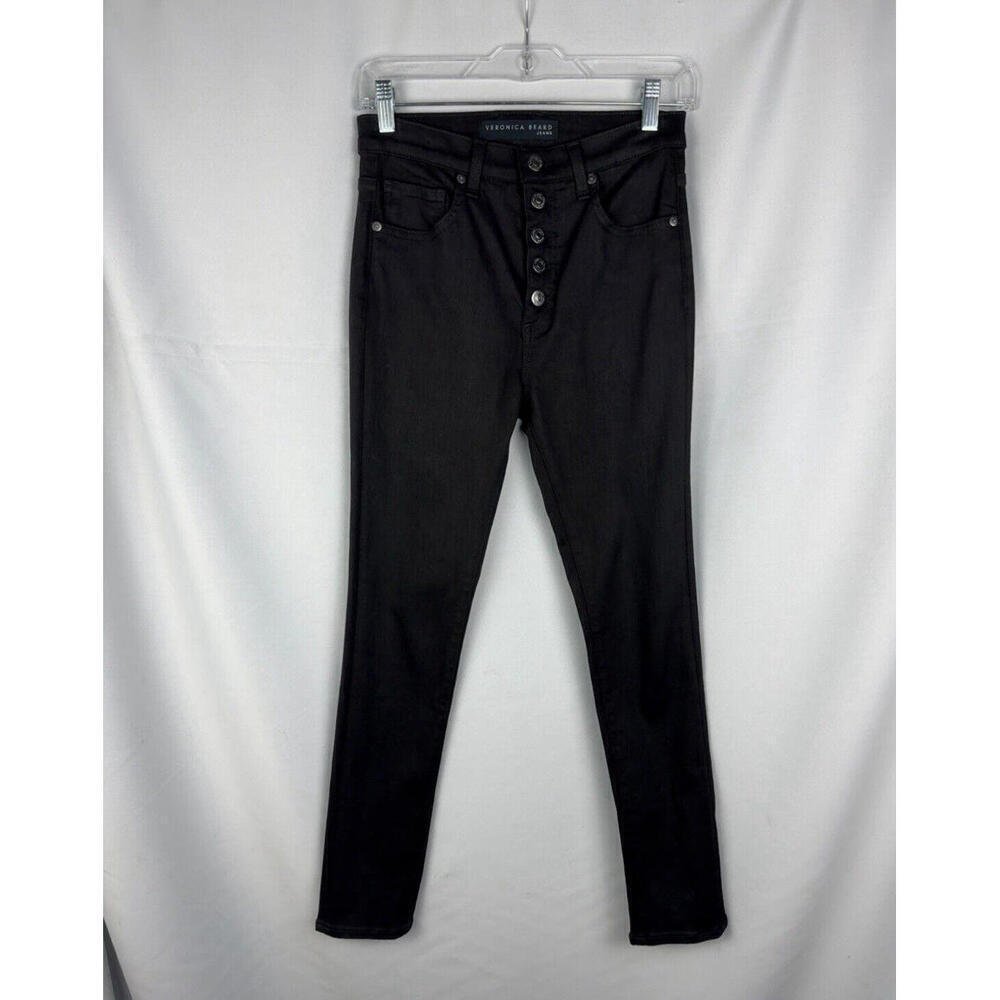 Veronica Beard Debbie Skinny High Rise Jeans Black Size 27x27